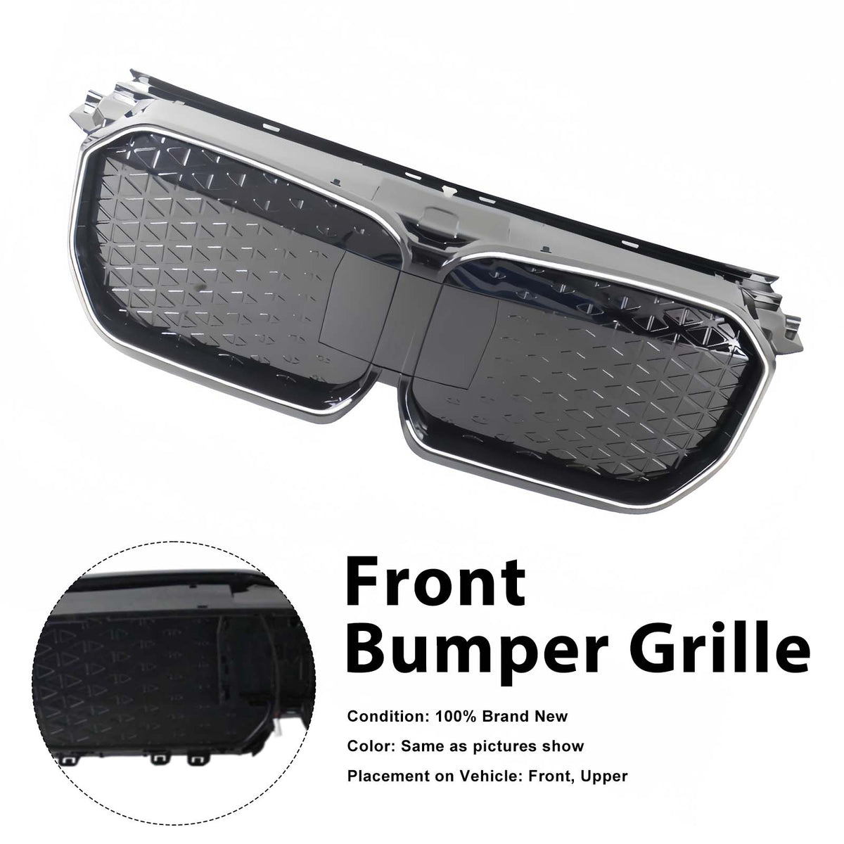 2023-2025 BMW U11 iX1 EV BEV Black Chrome Front Bumper Grill Grille Generic
