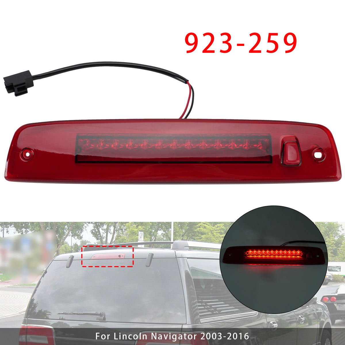 2003-2016 Lincoln Navigator Third Brake Light High Mount Stop Lamp 6L1Z13A613AA 7L1Z13A613A Generic