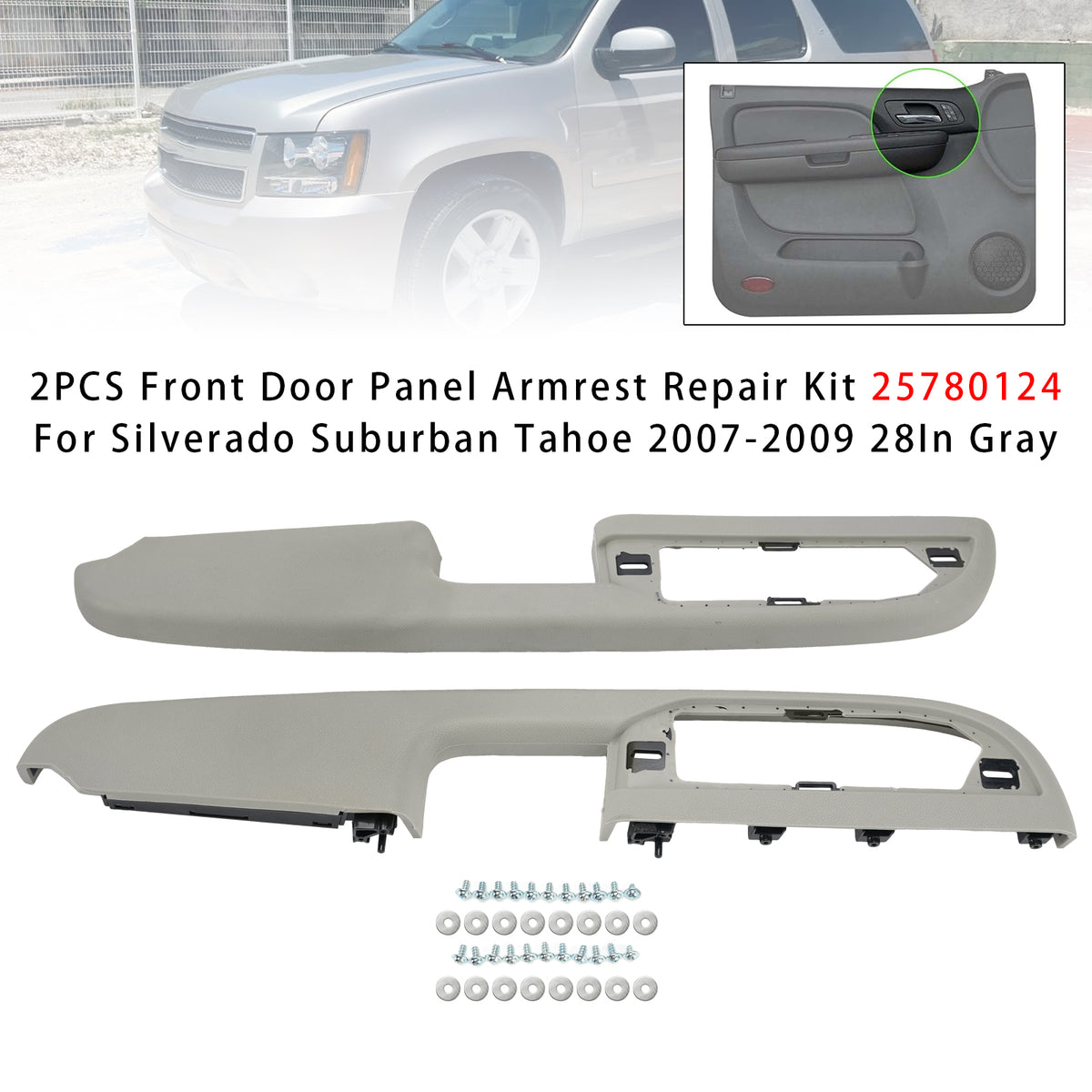 2007-2009 Chevrolet Avalanche 2Pcs Front Door Panel Armrest Repair 25780132 25780140 Generic