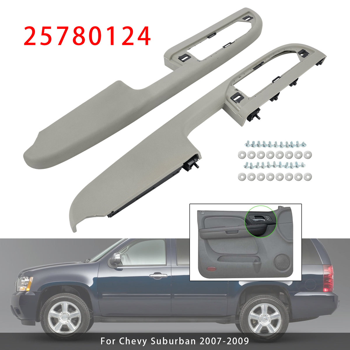 2007-2009 Chevrolet Silverado 1500 2Pcs Front Door Panel Armrest Repair 25780132 25780140 Generic