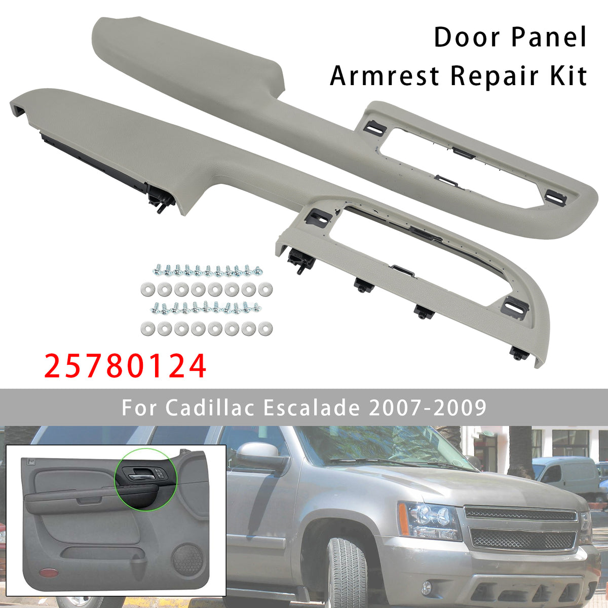 2007-2009 Chevrolet Suburban 1500 2Pcs Front Door Panel Armrest Repair 25780132 25780140 Generic