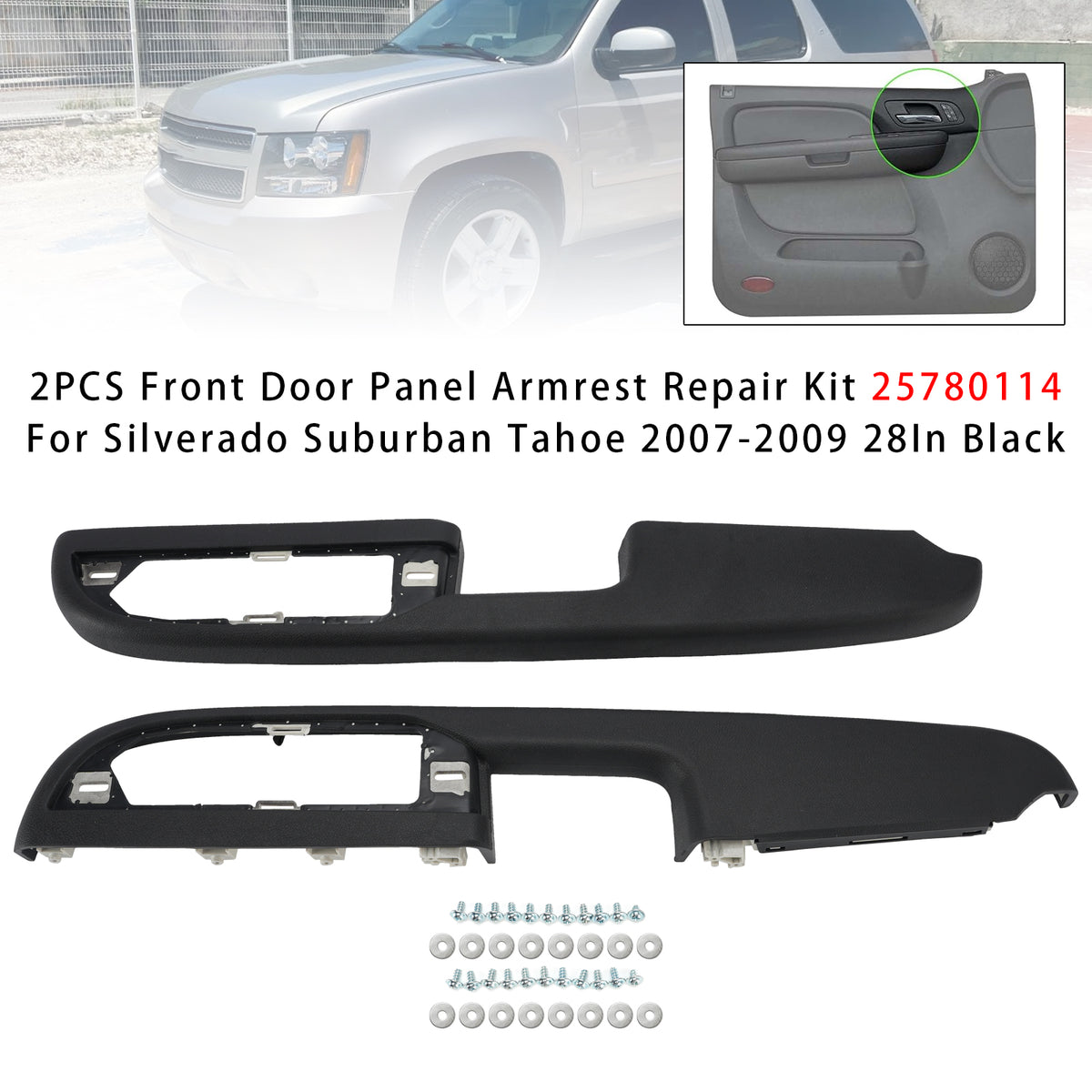 2007-2009 Chevy Avalanche 2Pcs Front Door Panel Armrest Repair 25780114 25780016 Generic