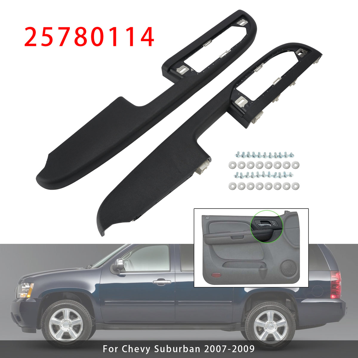 2007-2009 GMC Yukon 2Pcs Front Door Panel Armrest Repair 25780114 25780016 Generic
