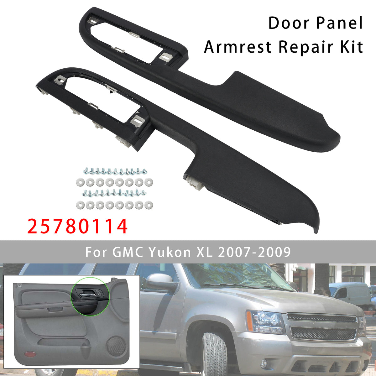 2007-2009 Chevy Avalanche 2Pcs Front Door Panel Armrest Repair 25780114 25780016 Generic
