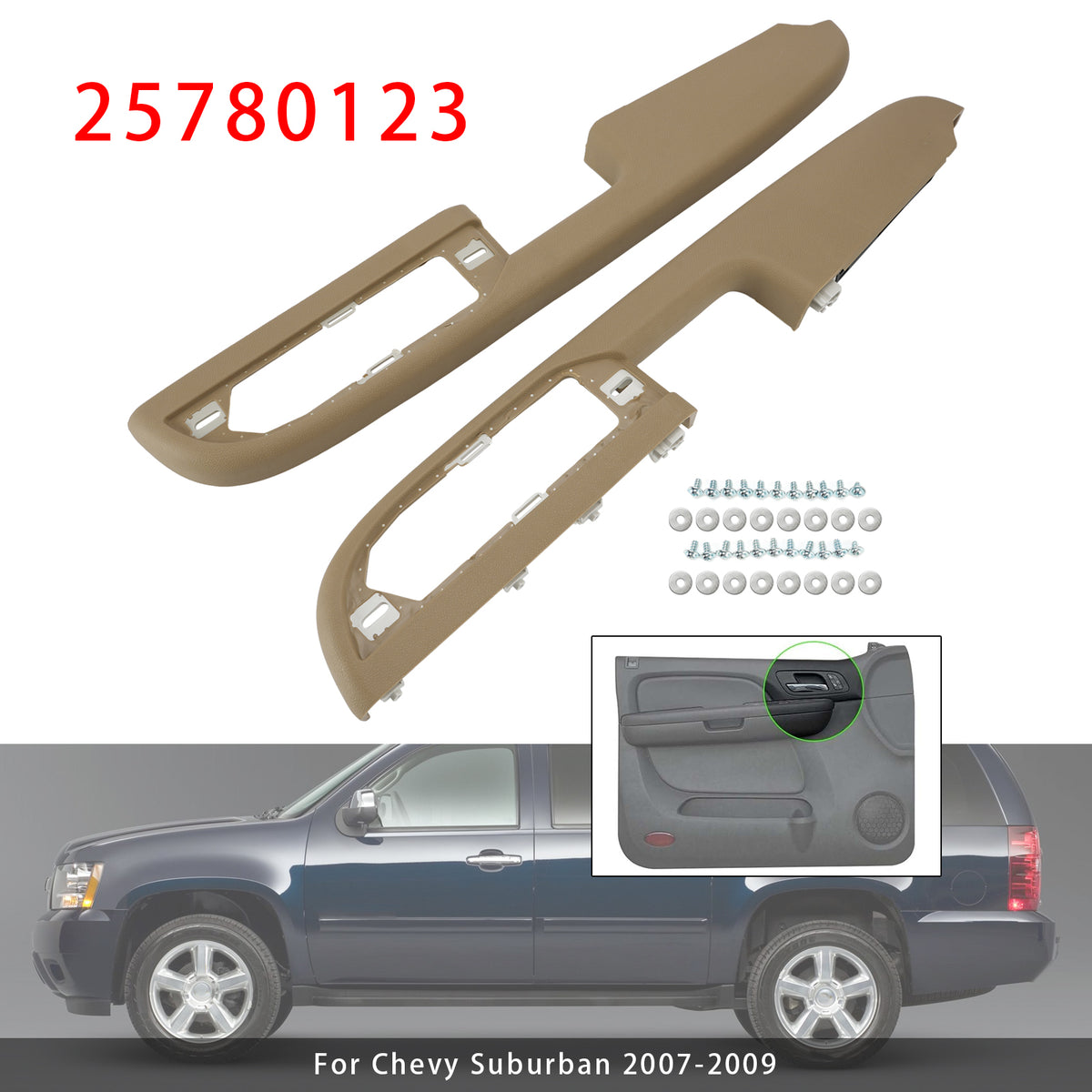 2007-2009 GMC Yukon XL 2Pcs Front Door Panel Armrest Repair Kit 25780131 25780117 Generic