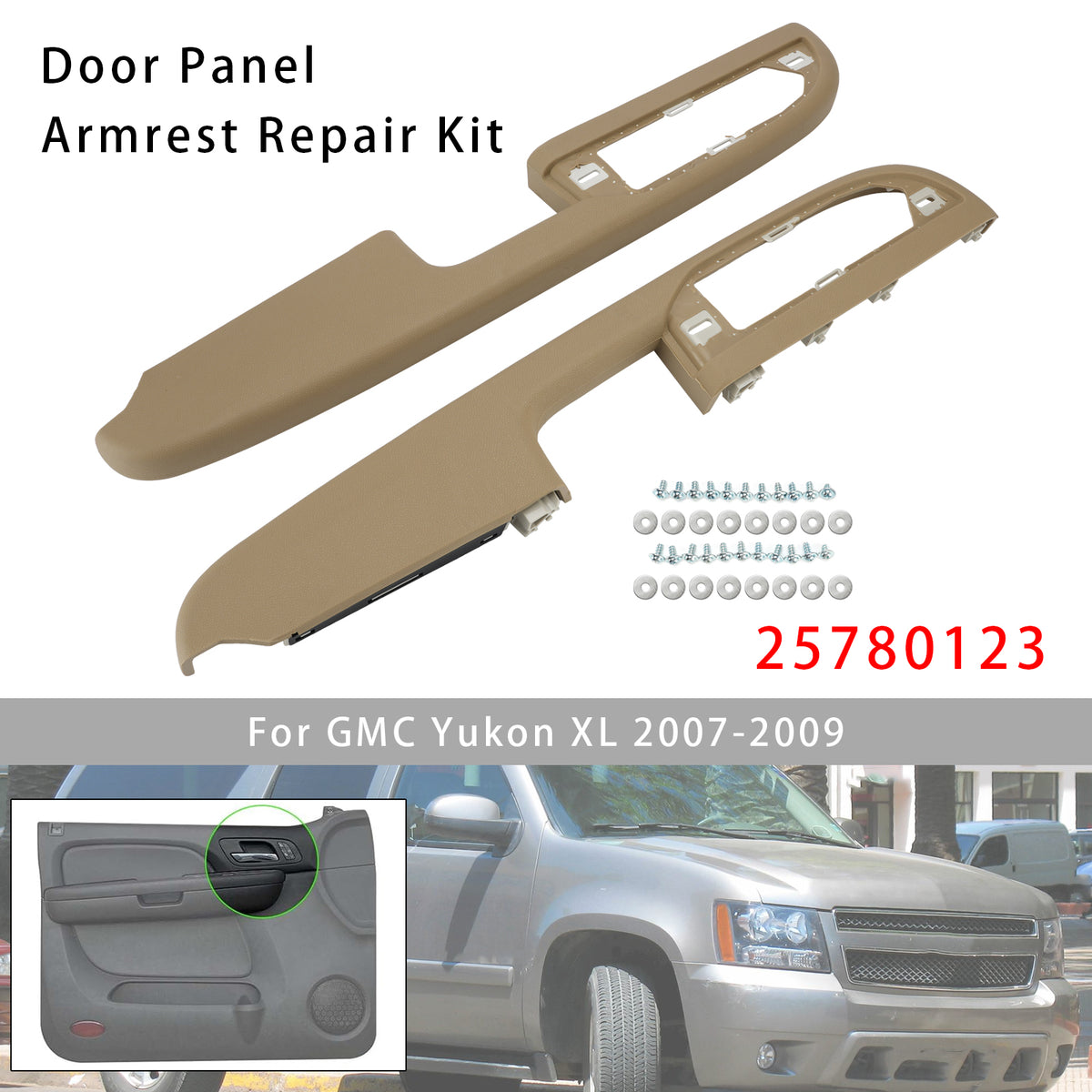 2007-2009 Chevy Tahoe 2Pcs Front Door Panel Armrest Repair Kit 25780131 25780117 Generic