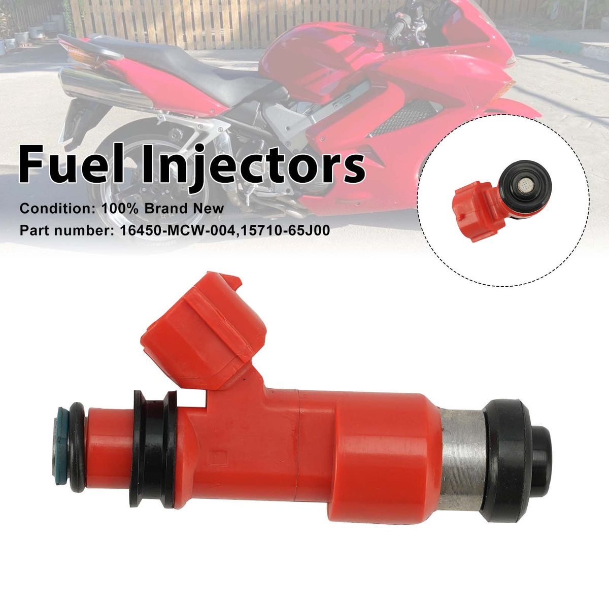 2002-2009 Honda VFR800 Fuel Injectors 16450-MCW-004 15710-65J00 Generic