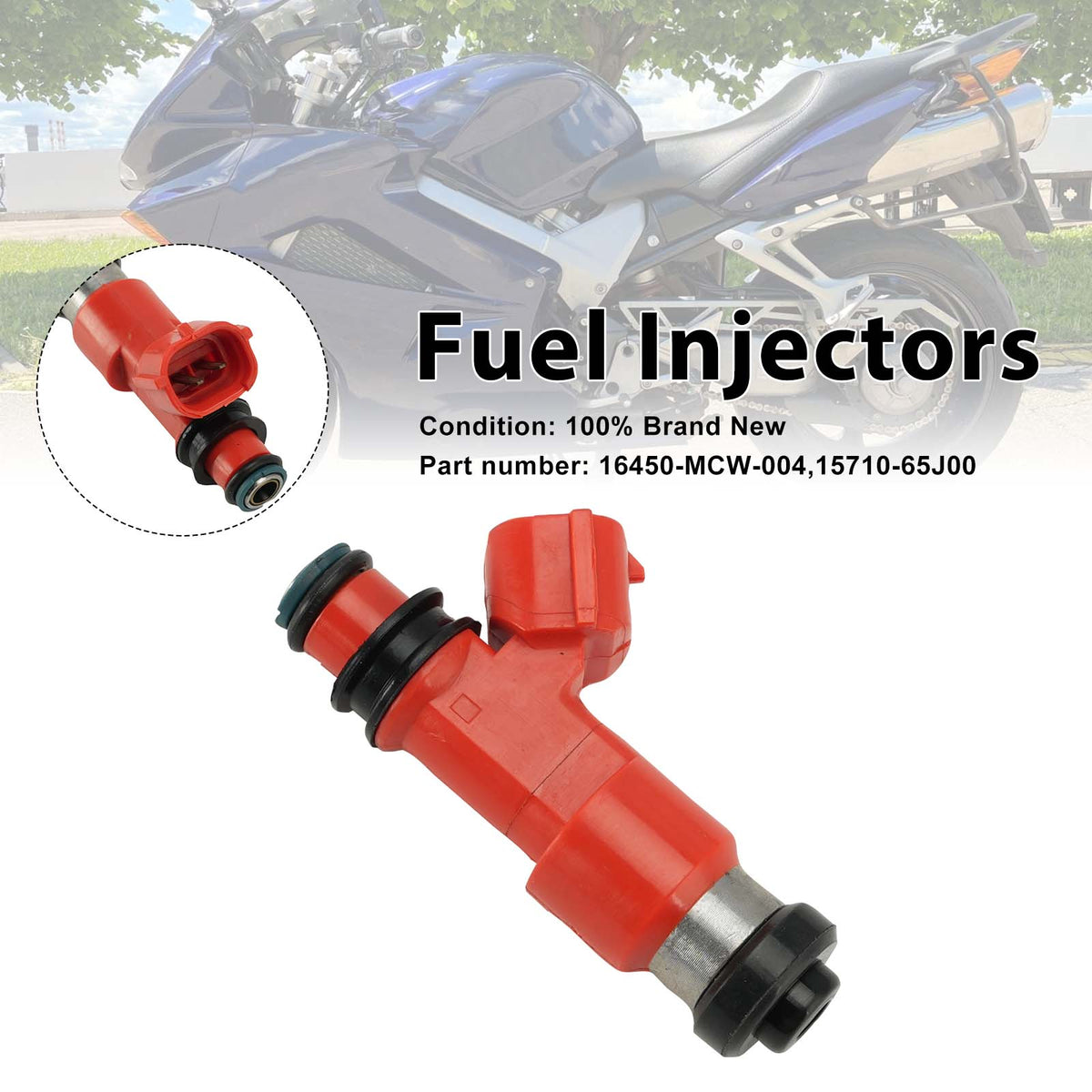 2002-2009 Honda VFR800 Fuel Injectors 16450-MCW-004 15710-65J00 Generic
