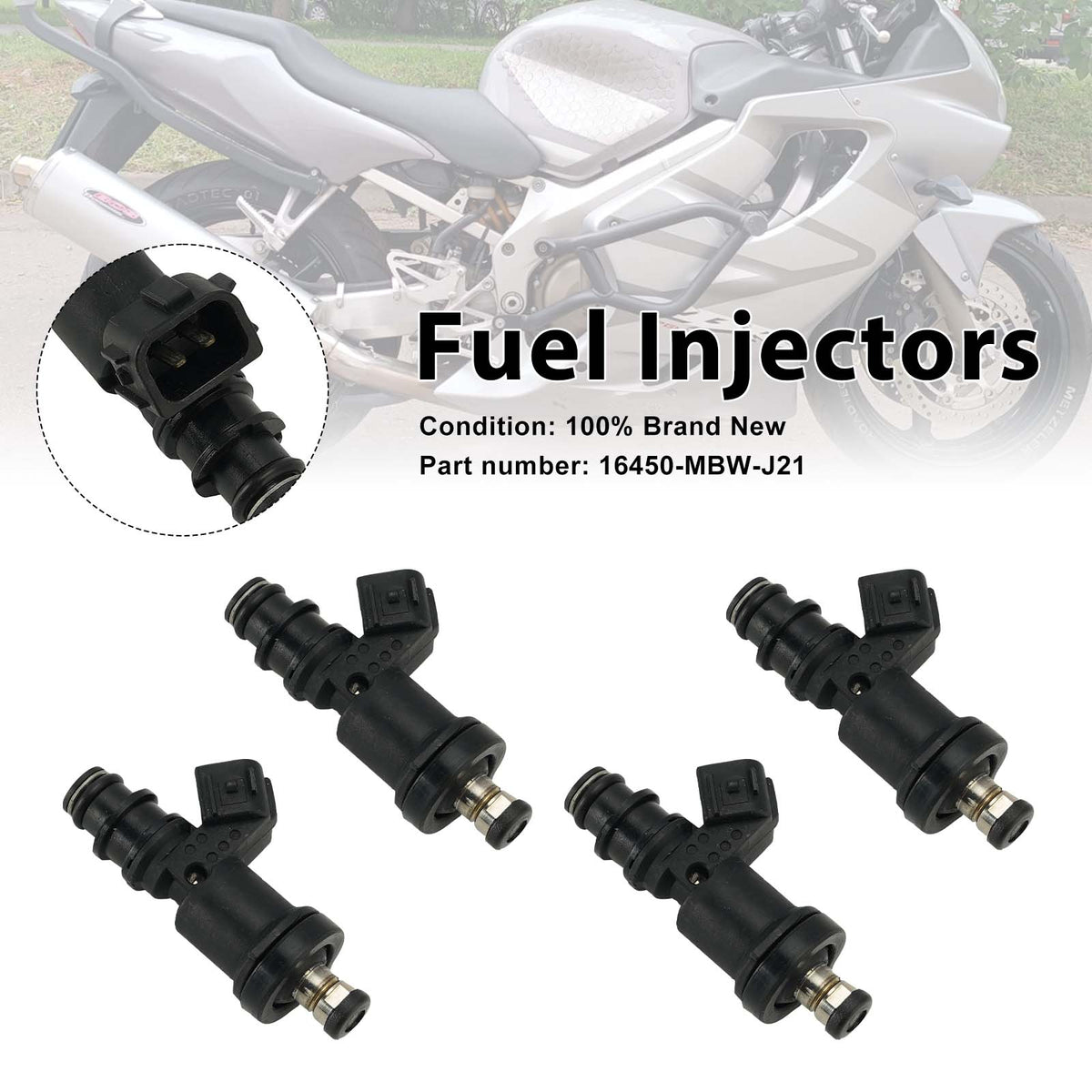 2003 Honda CBR600F4 A - CBR600F4I THROTTLE BODY 4PC Fuel Injectors 16450-MBW-J21 Generic