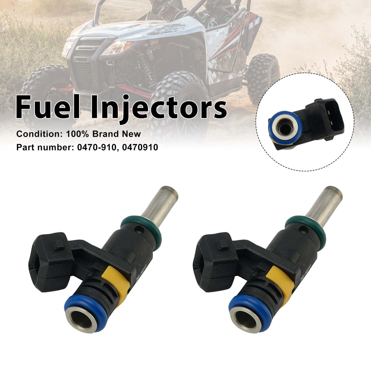 2015 Arctic Cat Side by Side WILDCAT BLACK - U2015W3W1PUSQ Throttle Body Assembly 2PC Fuel Injectors 0470-910 Generic