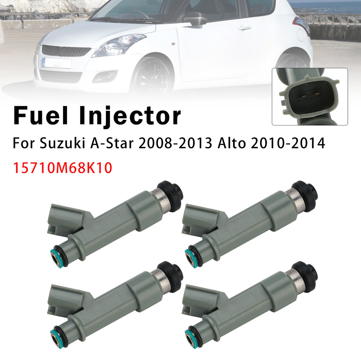 2008-2013 Suzuki A-Star 4Pcs Fuel Injector 15710M68K10 Generic