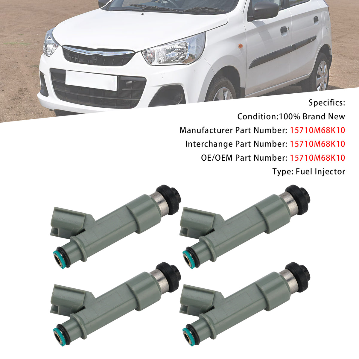 2008-2013 Suzuki A-Star 4Pcs Fuel Injector 15710M68K10 Generic