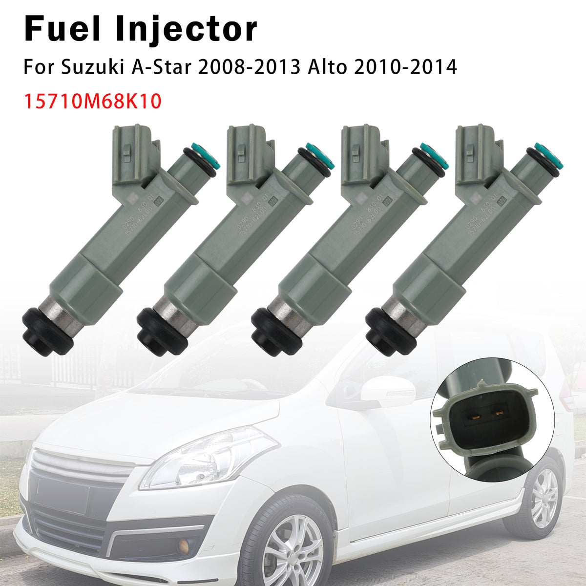 2008-2013 Suzuki A-Star 4Pcs Fuel Injector 15710M68K10 Generic