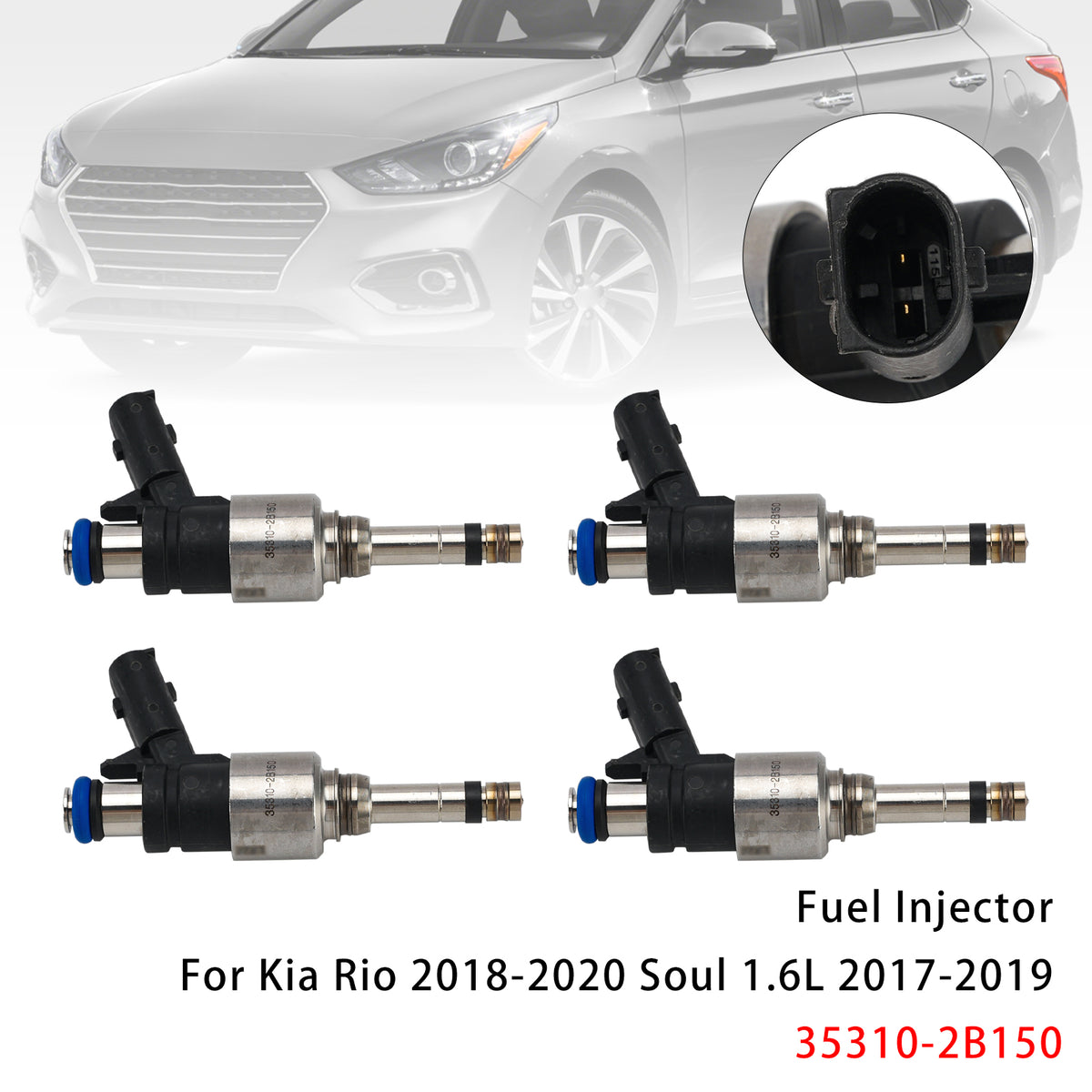 2018-2020 Hyundai Accent 1.6L 4Pcs Fuel Injector 35310-2B150 Generic