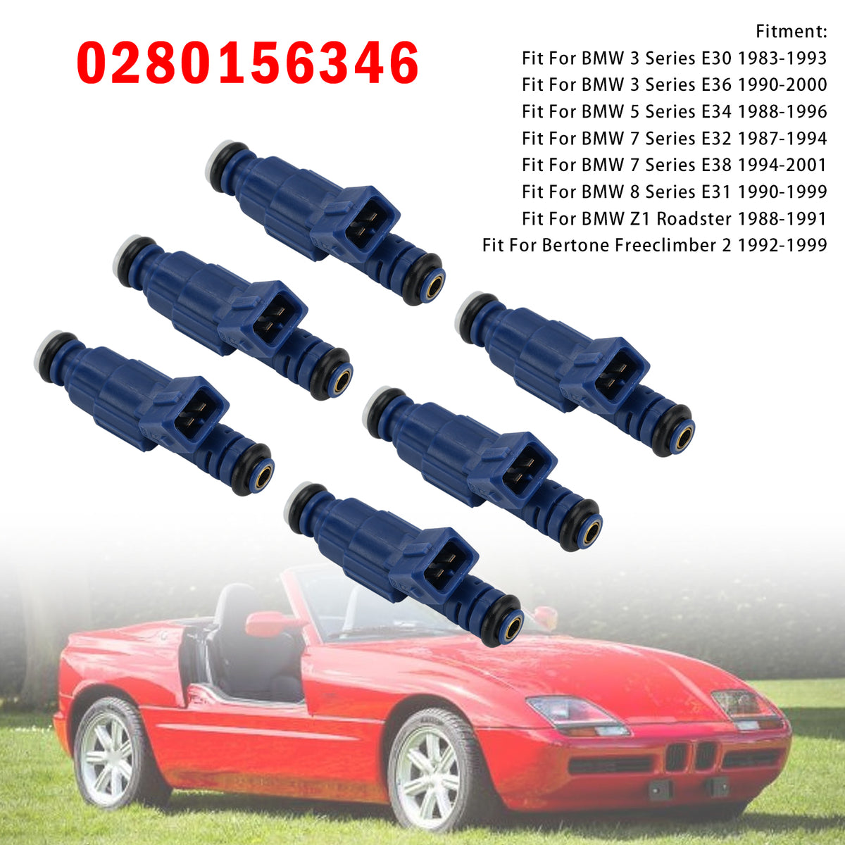 1988-1991 BMW Z1 Roadster 6Pcs Fuel Injector 0280156346 Generic