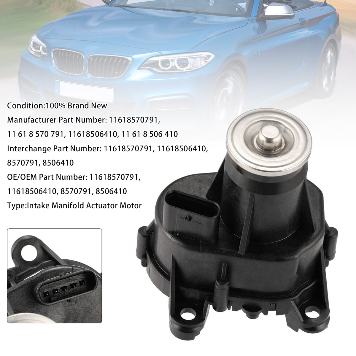 2011-2019 BMW 1 Series F21 Intake Manifold Actuator Motor 11618570791 8506410 Generic