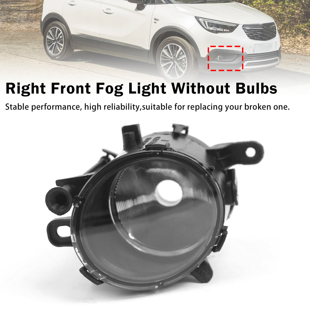 2017-2023 Vauxhall Crossland X/Crossland Right Front Fog Light Lamp 22865975 1710214 Generic