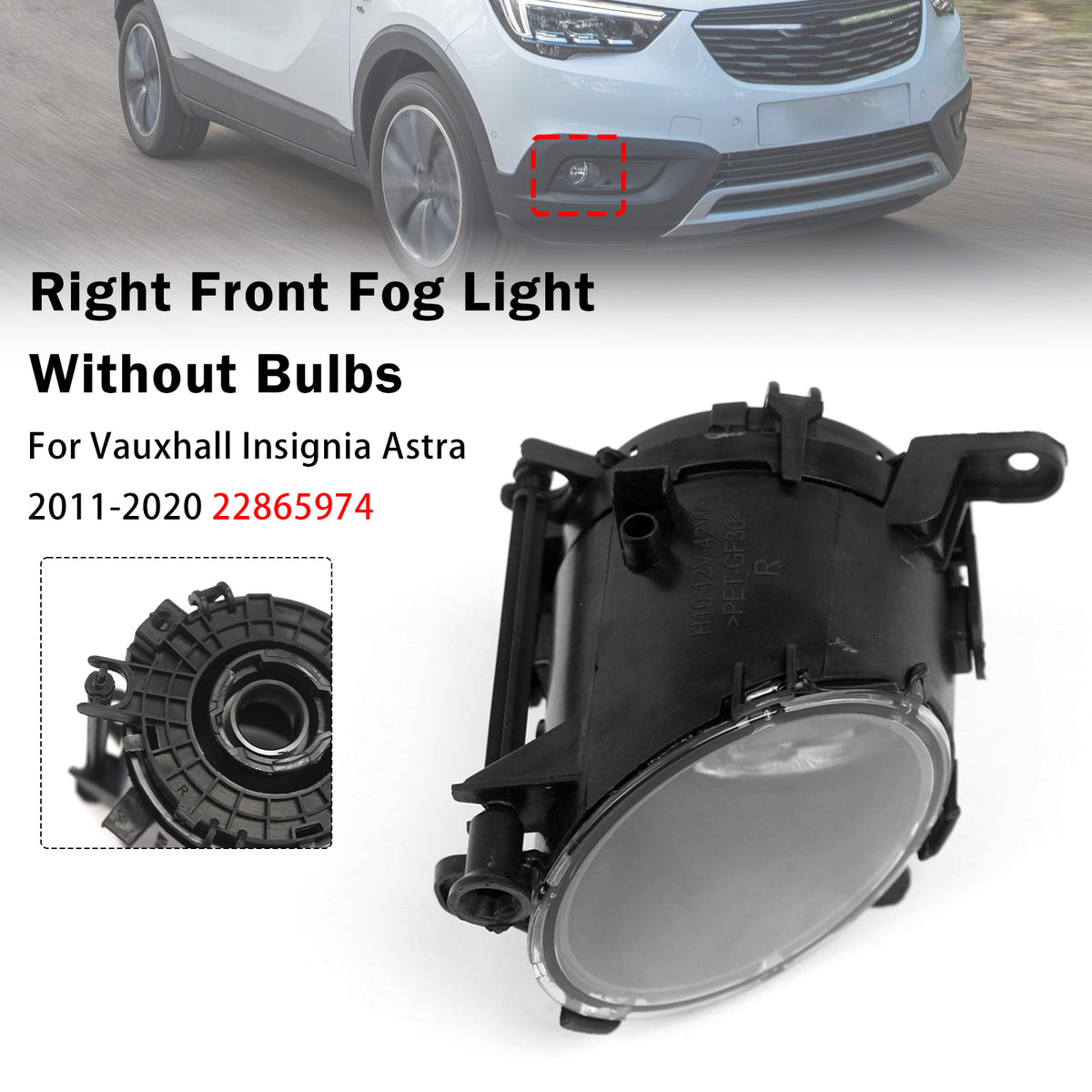 2011-2017 Vauxhall Insignia Right Front Fog Light Lamp 22865975 1710214 Generic
