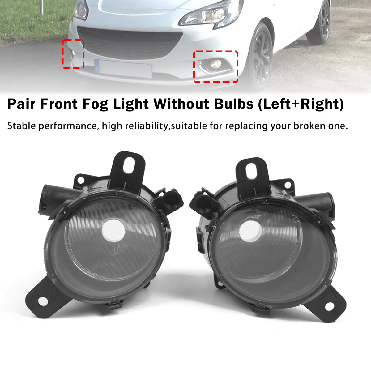 2011-2019 Vauxhall Corsa Petrol Hatch Pair Front Fog Light Lamp 13253626 1710044 Generic