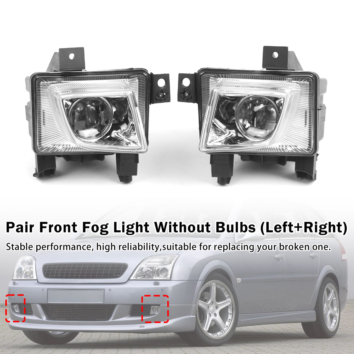 2003-2005 Opel Signum Pair Front Fog Light Lamp 93181409 6710038 Generic