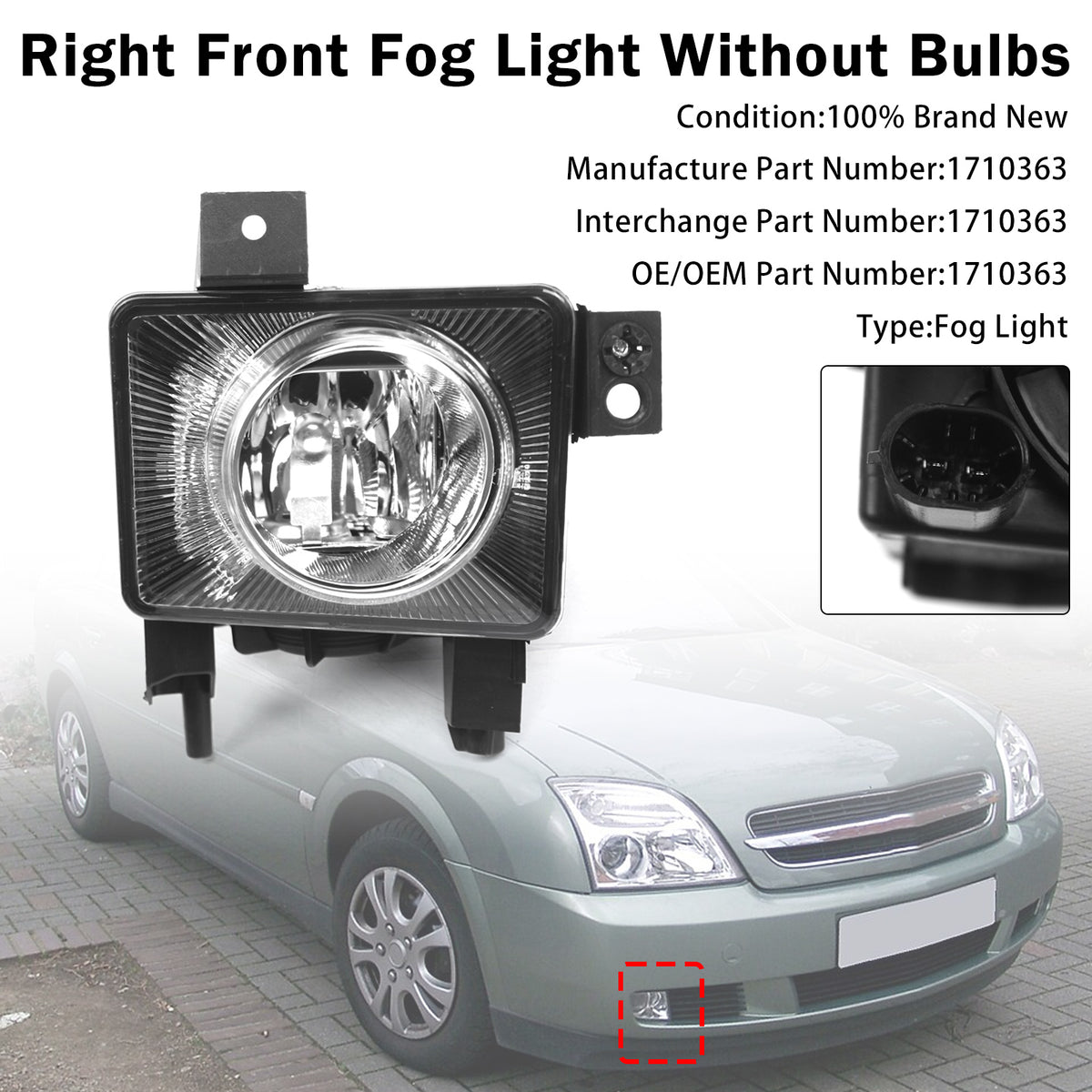 2005-2009 Vauxhall Vectra C Right Front Fog Light Lamp 1710363 Generic