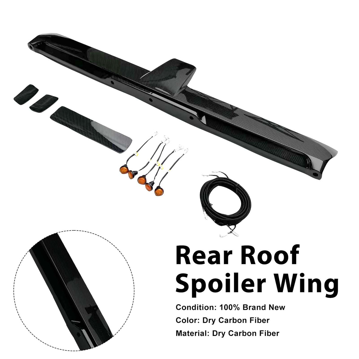 2025- Mercedes Benz G-Class W465 With 5 LED Light Carbon Fiber Rear Roof Spoiler Wing Generic