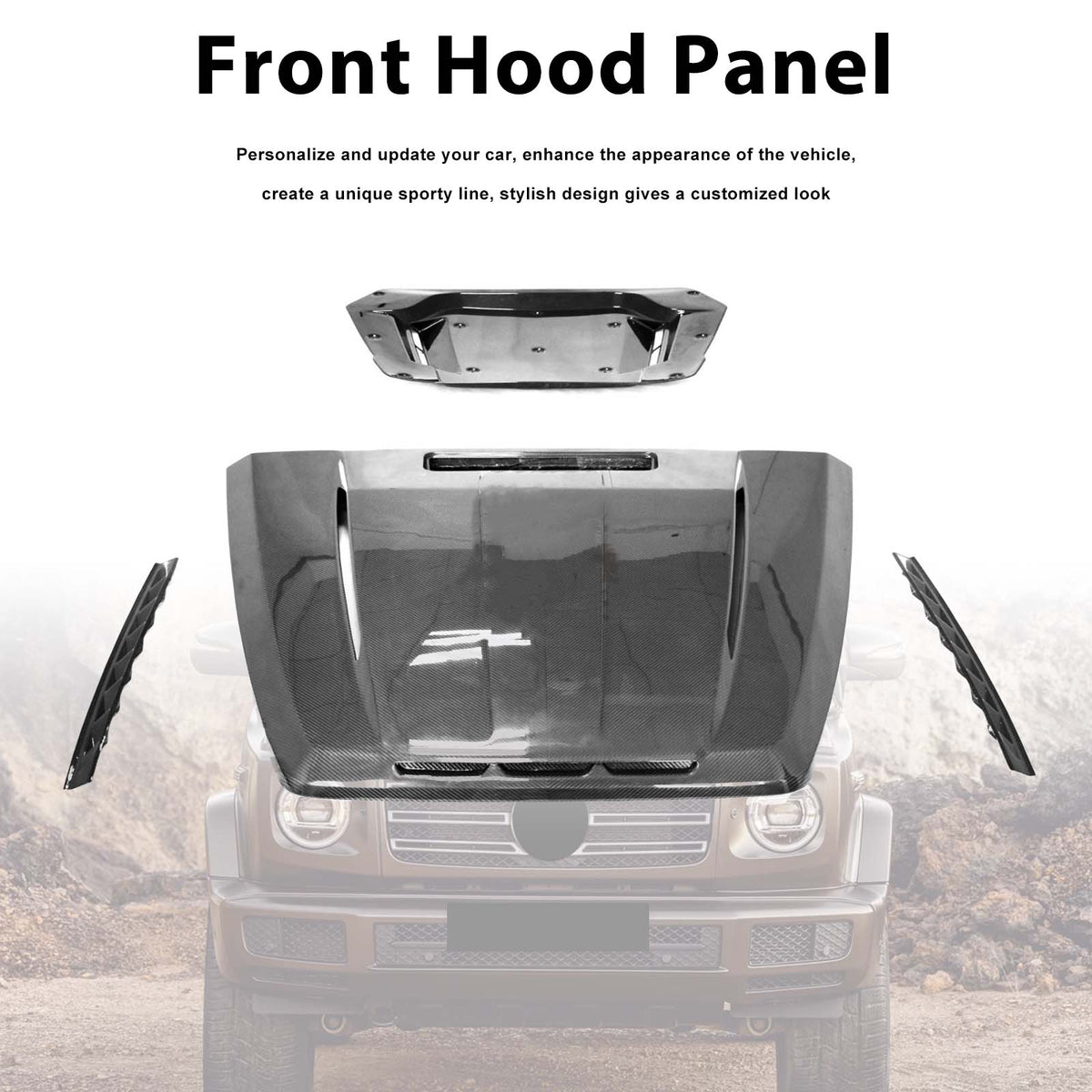 2019-2023 Mercedes Benz G-Class W464 W463A Carbon Fiber Shark Style Front Hood Panel Generic