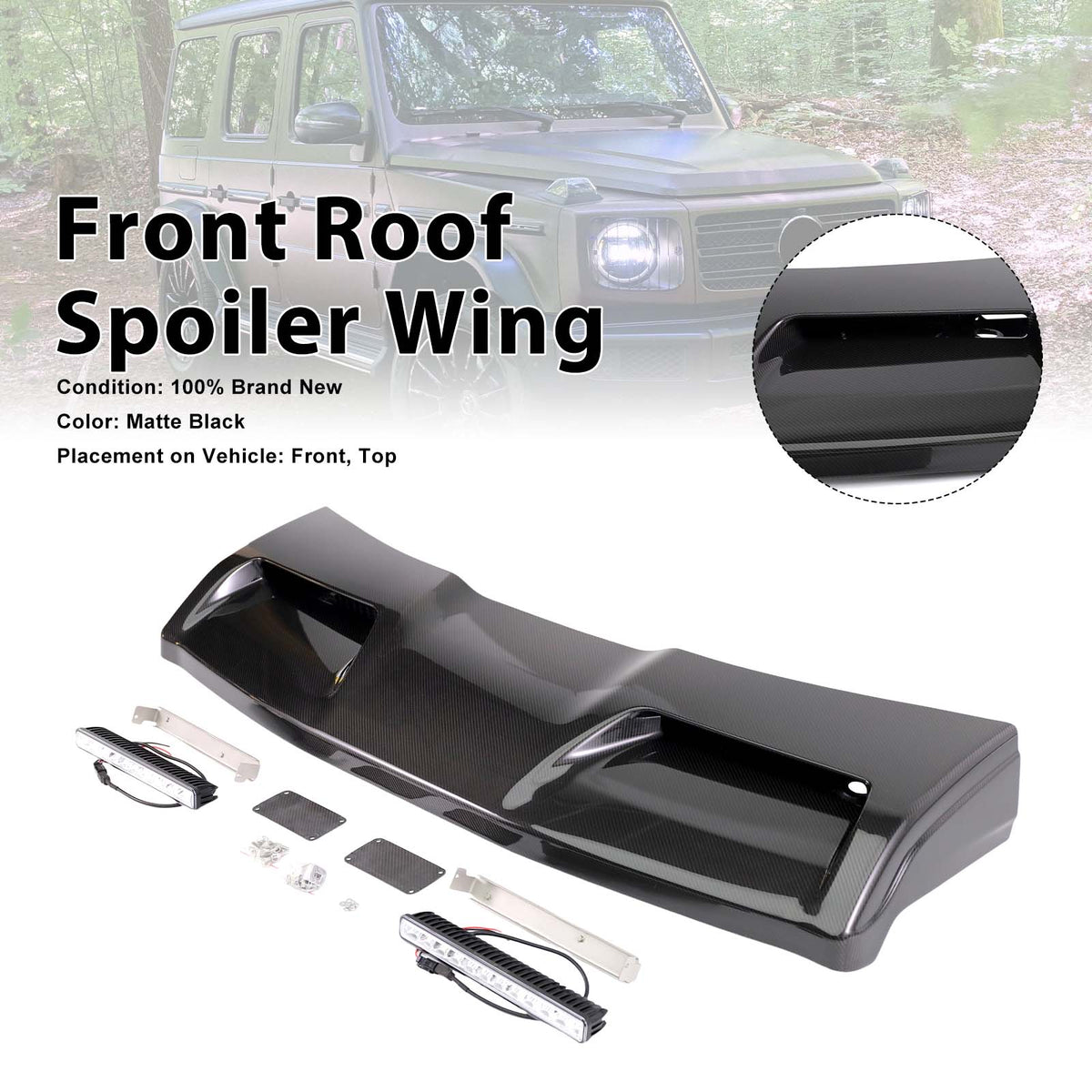 2019-2023 Mercedes Benz G-Class W464 W463A With Led Light Concave style Front Roof Spoiler Wing Generic