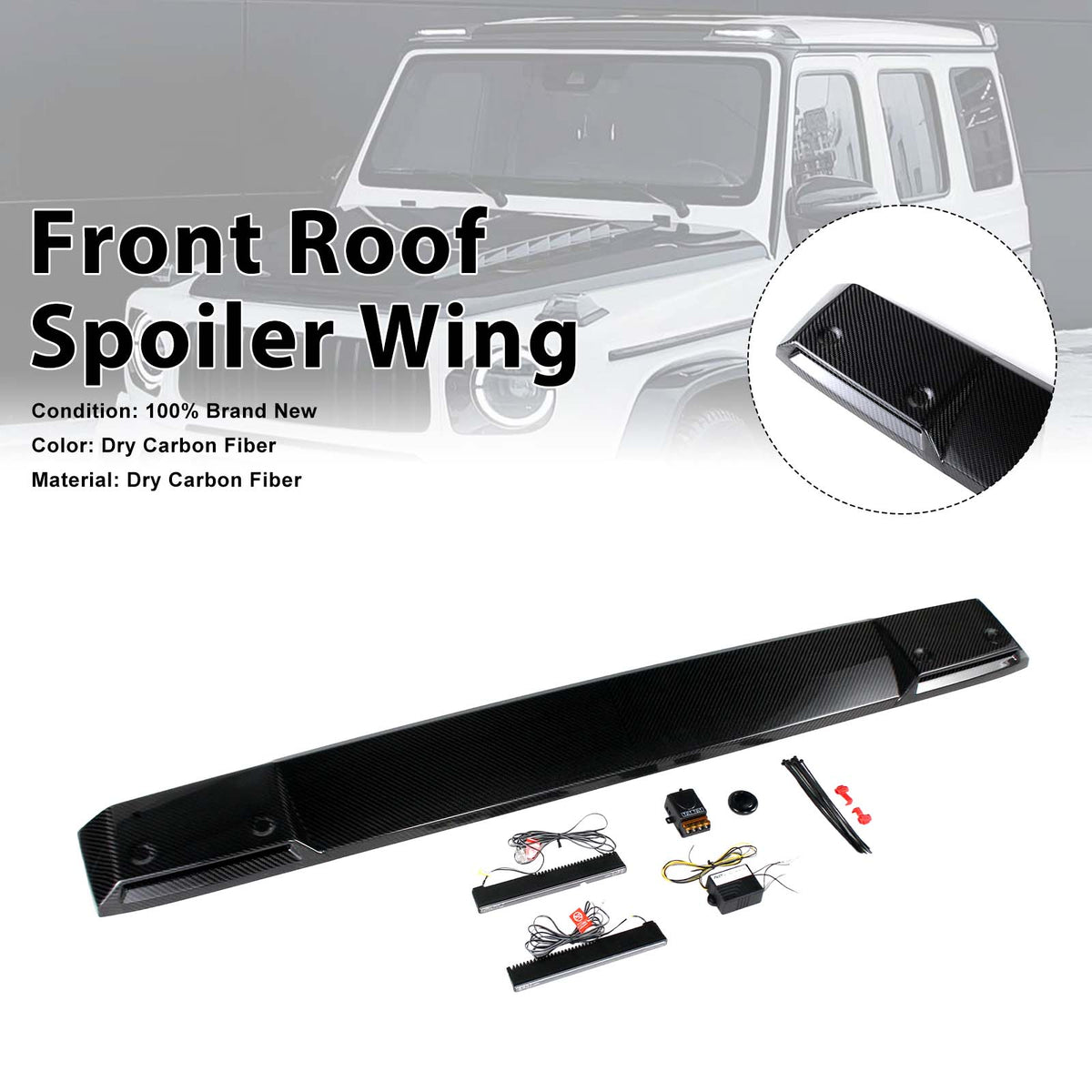 2019-2023 Mercedes Benz G-Class W464 W463A With Led Light Shark style Front Roof Spoiler Wing Generic