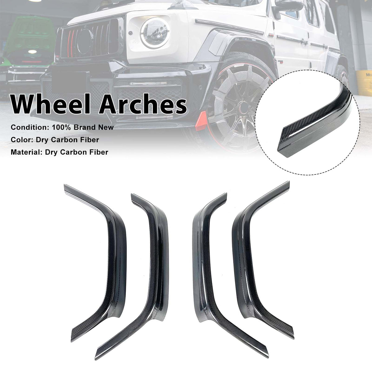 2019-2023 Mercedes Benz G-Class W464 W463A B700 B800 B900 Dry Carbon Front Rear Wheel Arches Generic