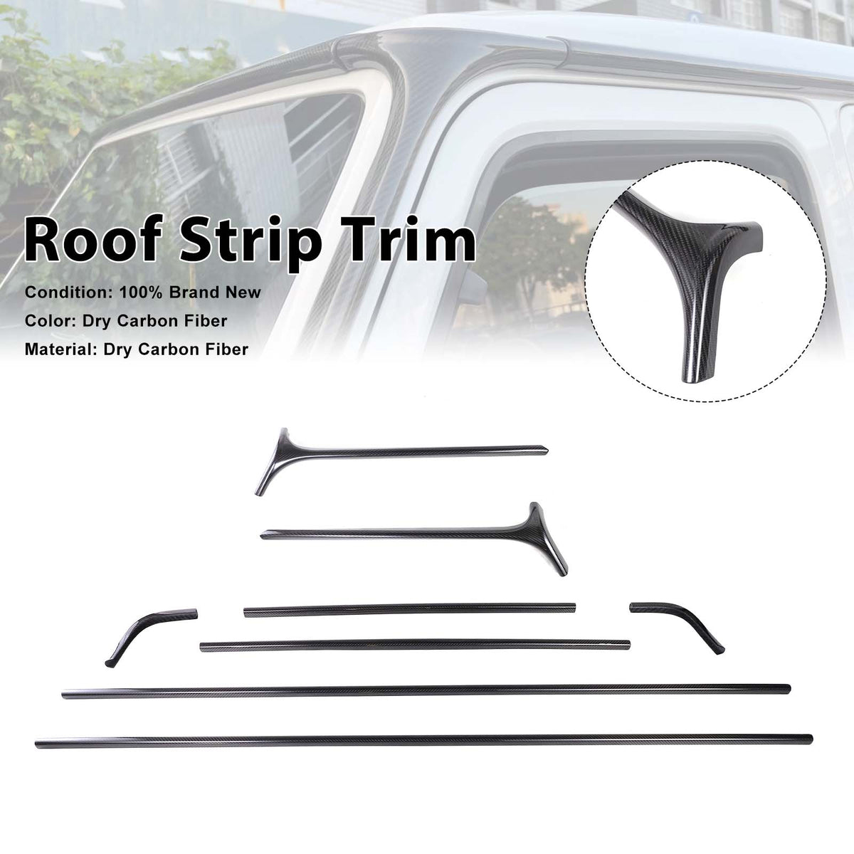 2019-2023 Mercedes Benz G-Class W464 W463A Carbon Fiber Roof Strip Trim Generic
