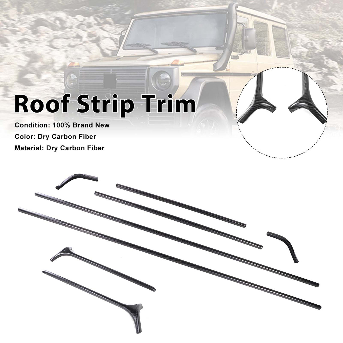 2019-2023 Mercedes Benz G-Class W464 W463A Carbon Fiber Roof Strip Trim Generic