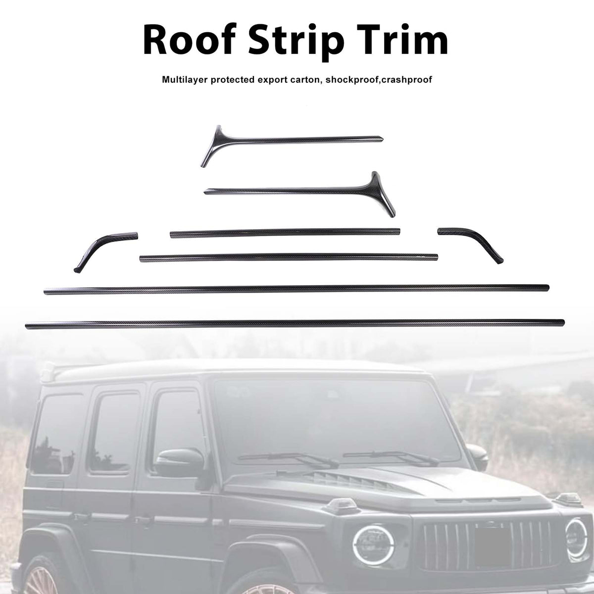 2019-2023 Mercedes Benz G-Class W464 W463A Carbon Fiber Roof Strip Trim Generic