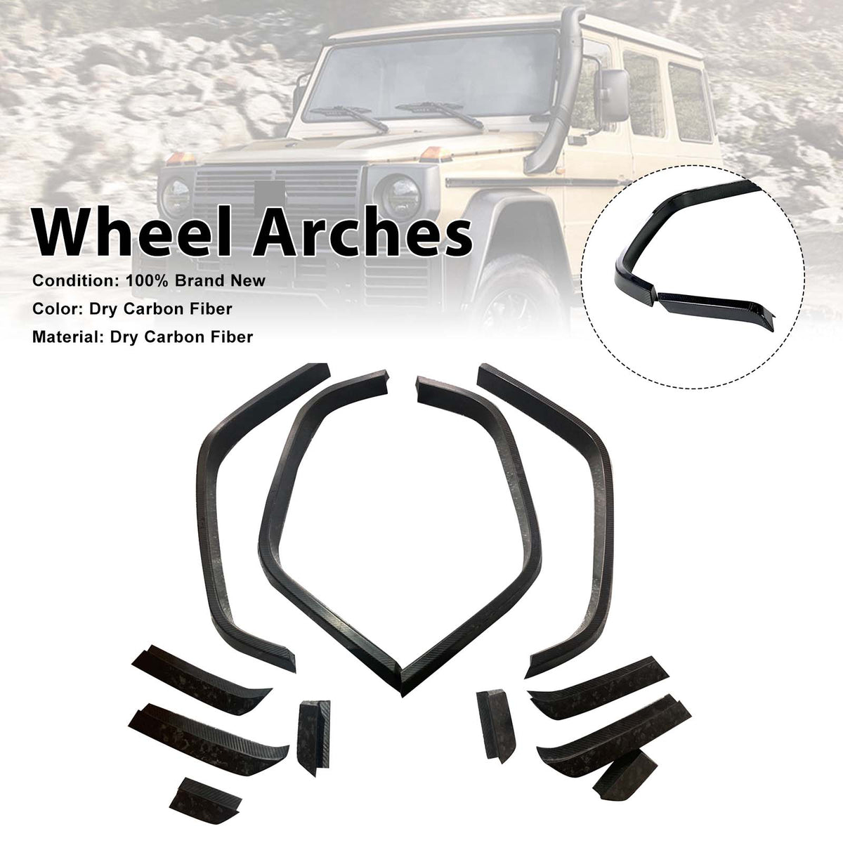 2019-2023 Mercedes Benz G-Class W464 W463A B700 B800 B900 Wide Body Dry Carbon Front Rear Wheel Arches Generic
