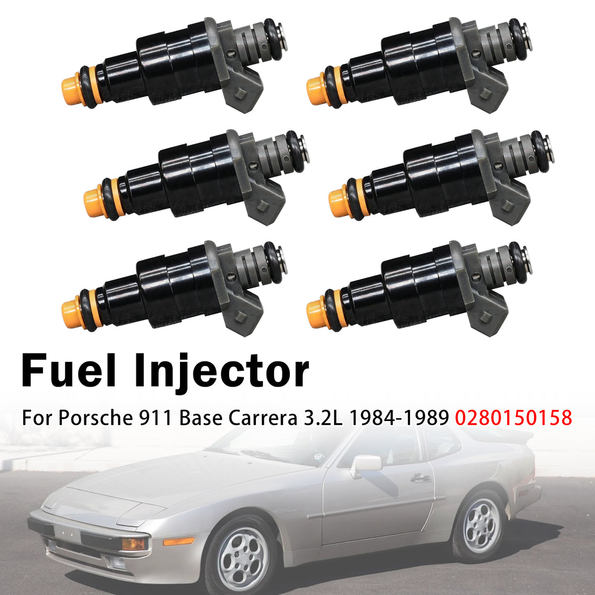1983-1988 Porsche 944 Base 2.5L SOHC NA 6Pcs Fuel Injector 0280150158 930 606 120 00 Generic