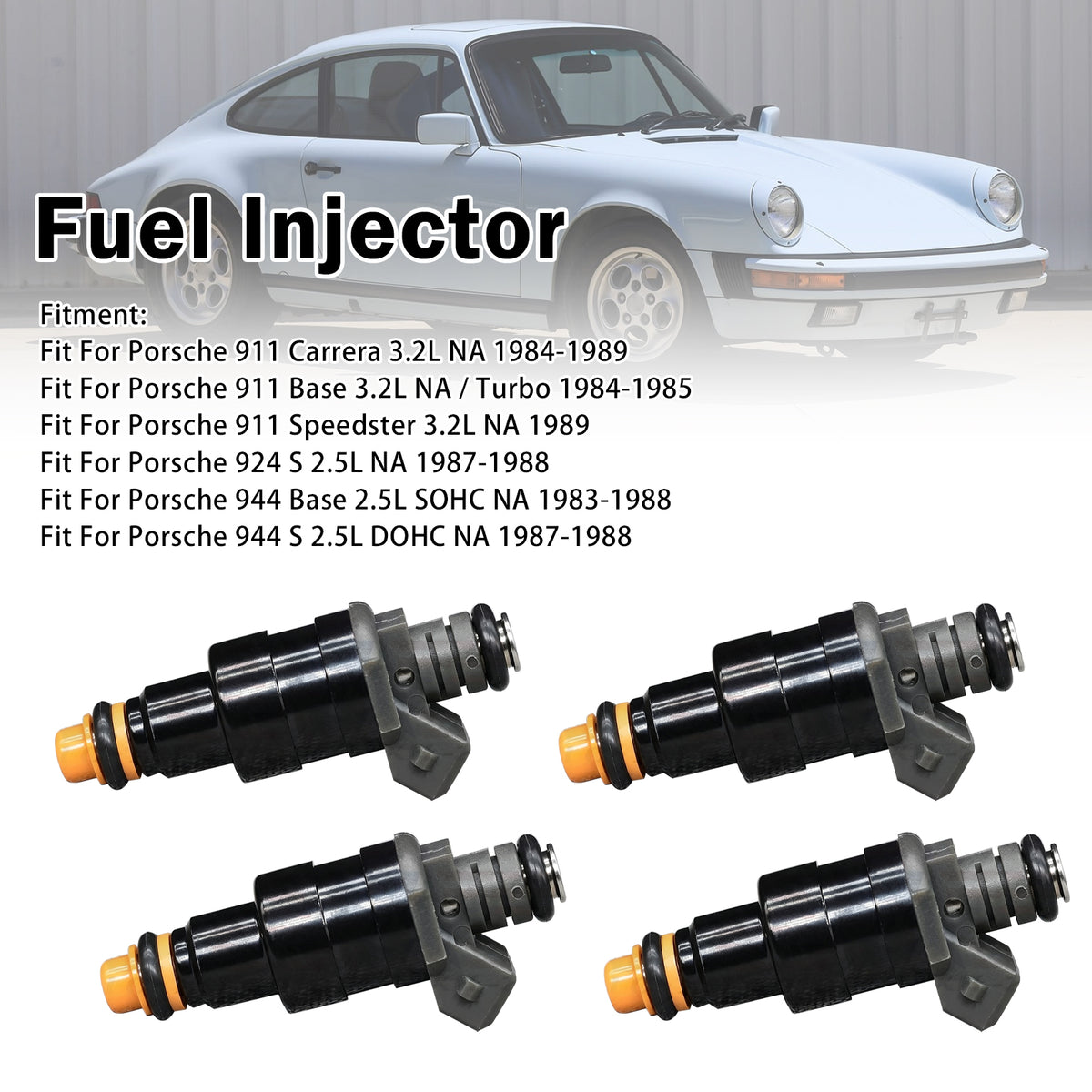 1989 Porsche 911 Speedster 3.2L NA 4Pcs Fuel Injector 832-12101 FJ11 Generic