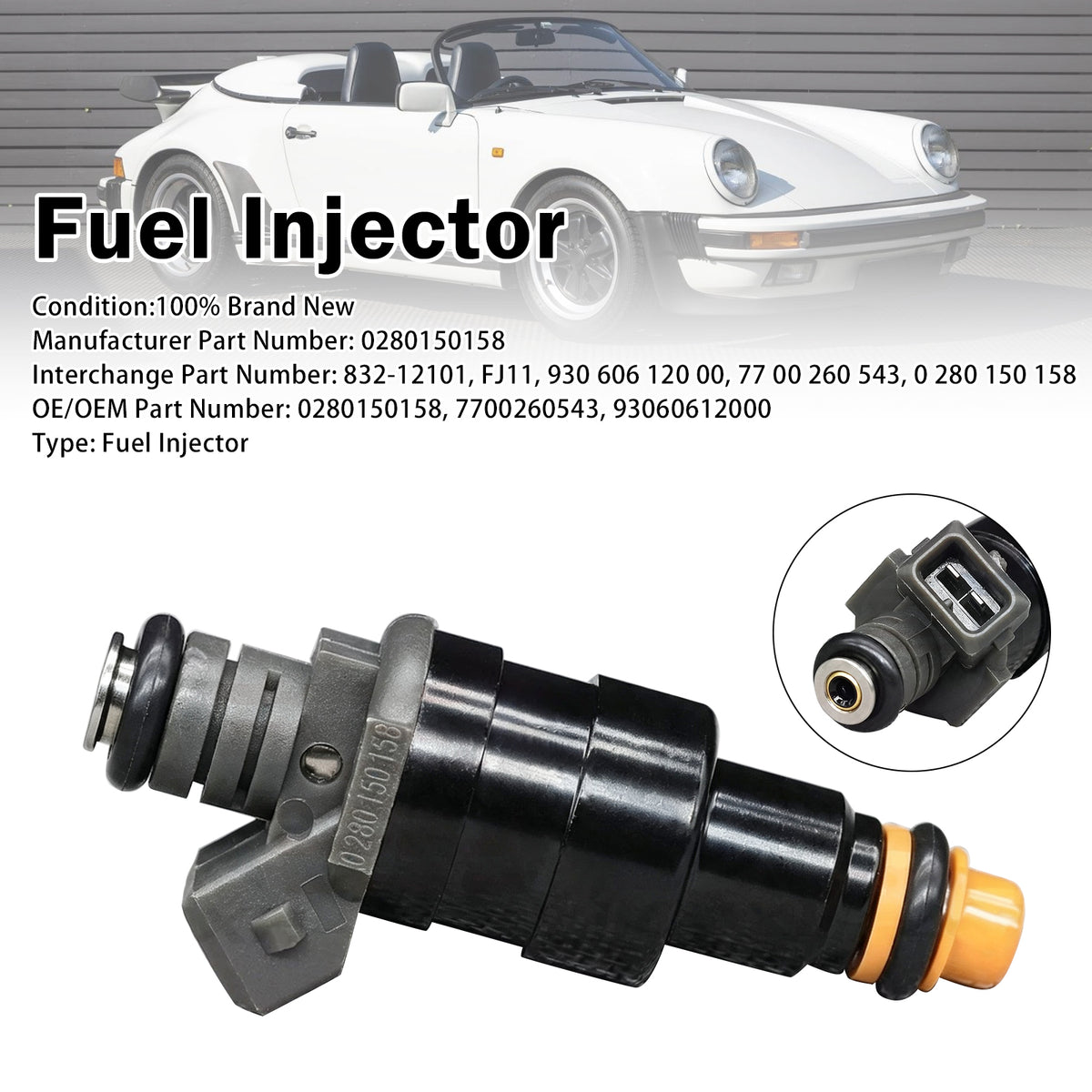 1983-1988 Porsche 944 Base 2.5L SOHC NA 1Pcs Fuel Injector 930 606 120 00 FJ11 Generic