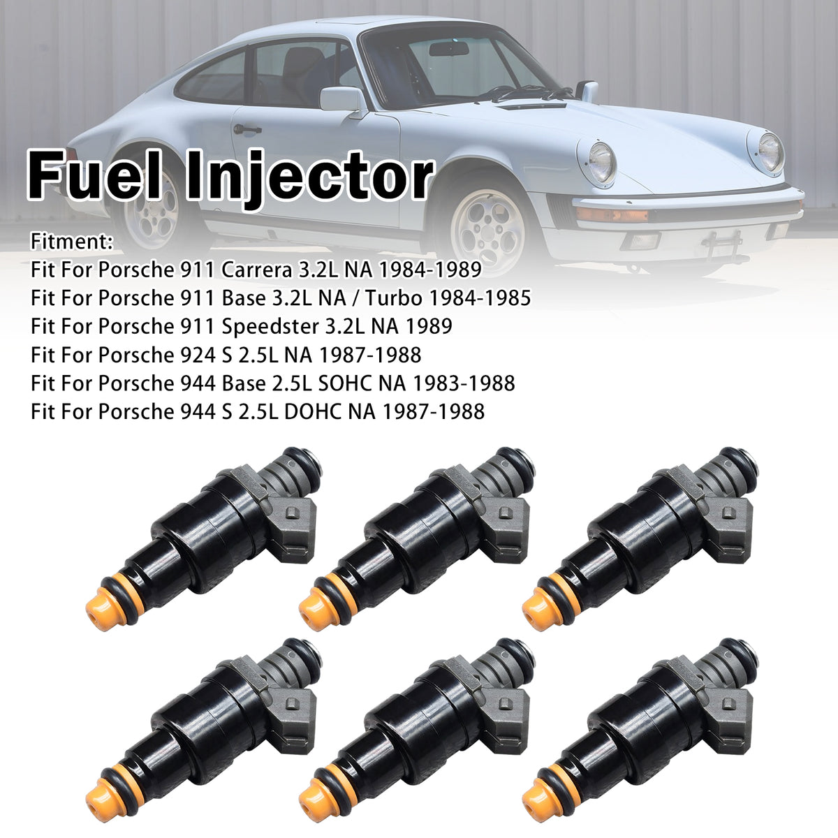 1987-1988 Porsche 944 S 2.5L DOHC NA 6Pcs Fuel Injector 0280150158 930 606 120 00 Generic