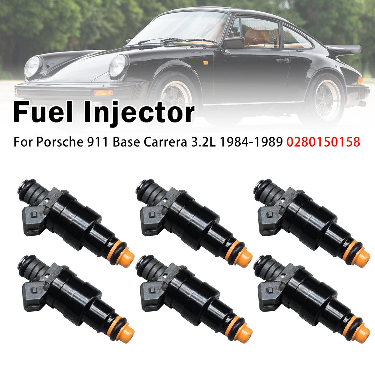 1984-1985 Porsche 911 Base 3.2L NA/Turbo 6Pcs Fuel Injector 0280150158 930 606 120 00 Generic