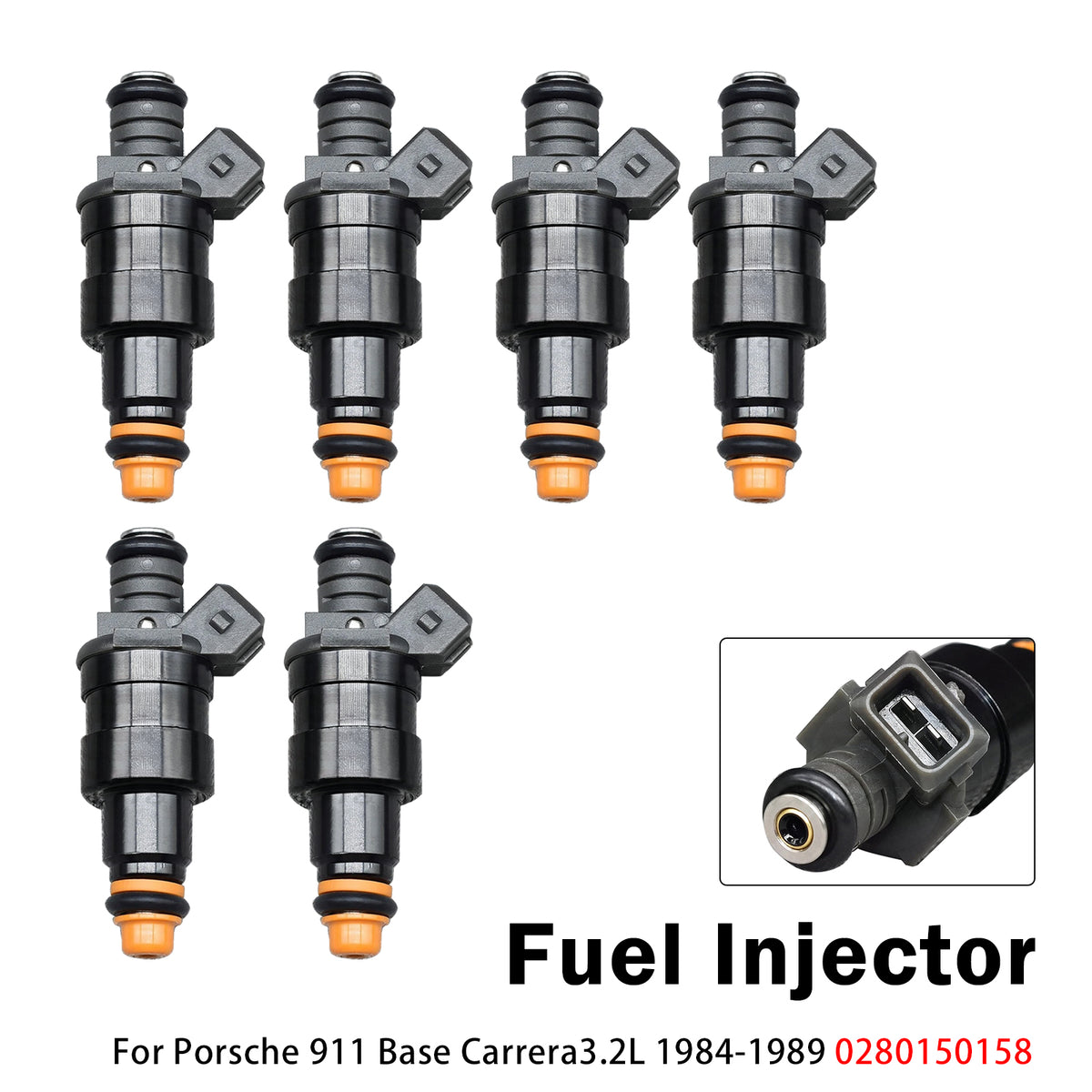 1989 Porsche 911 Speedster 3.2L NA 6Pcs Fuel Injector 0280150158 930 606 120 00 Generic
