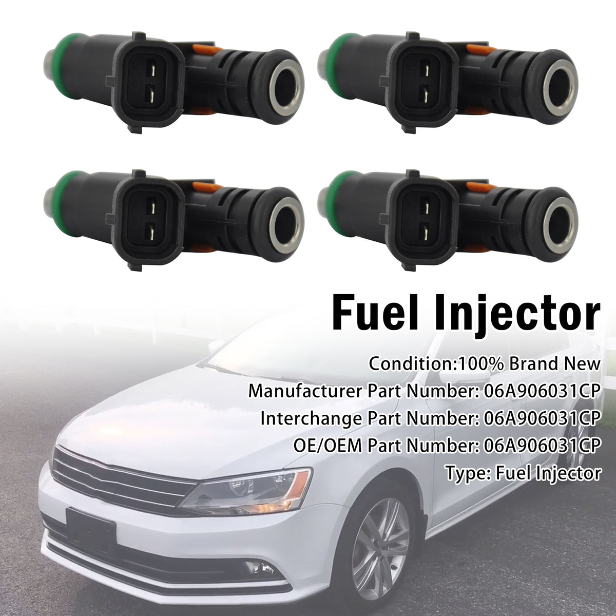 2013 Seat Ibiza FR 1.4L Twin Turbo Gas 4Pcs Fuel Injector 06A906031CP Generic