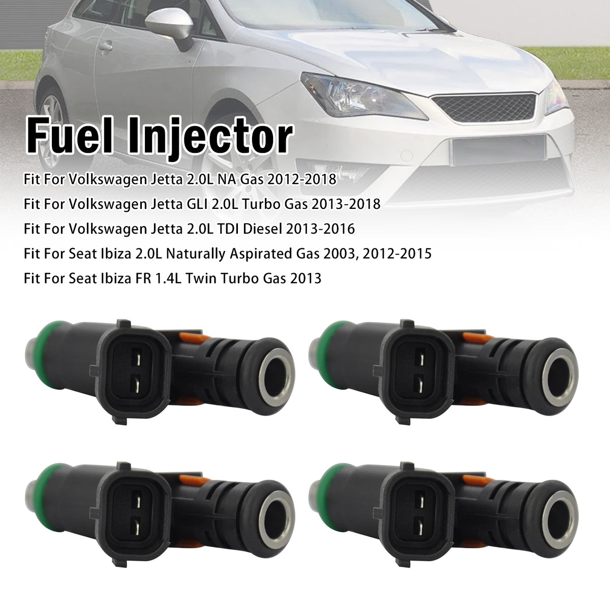 2012-2015 Seat Ibiza 2.0L Naturally Aspirated Gas 2003 4Pcs Fuel Injector 06A906031CP Generic
