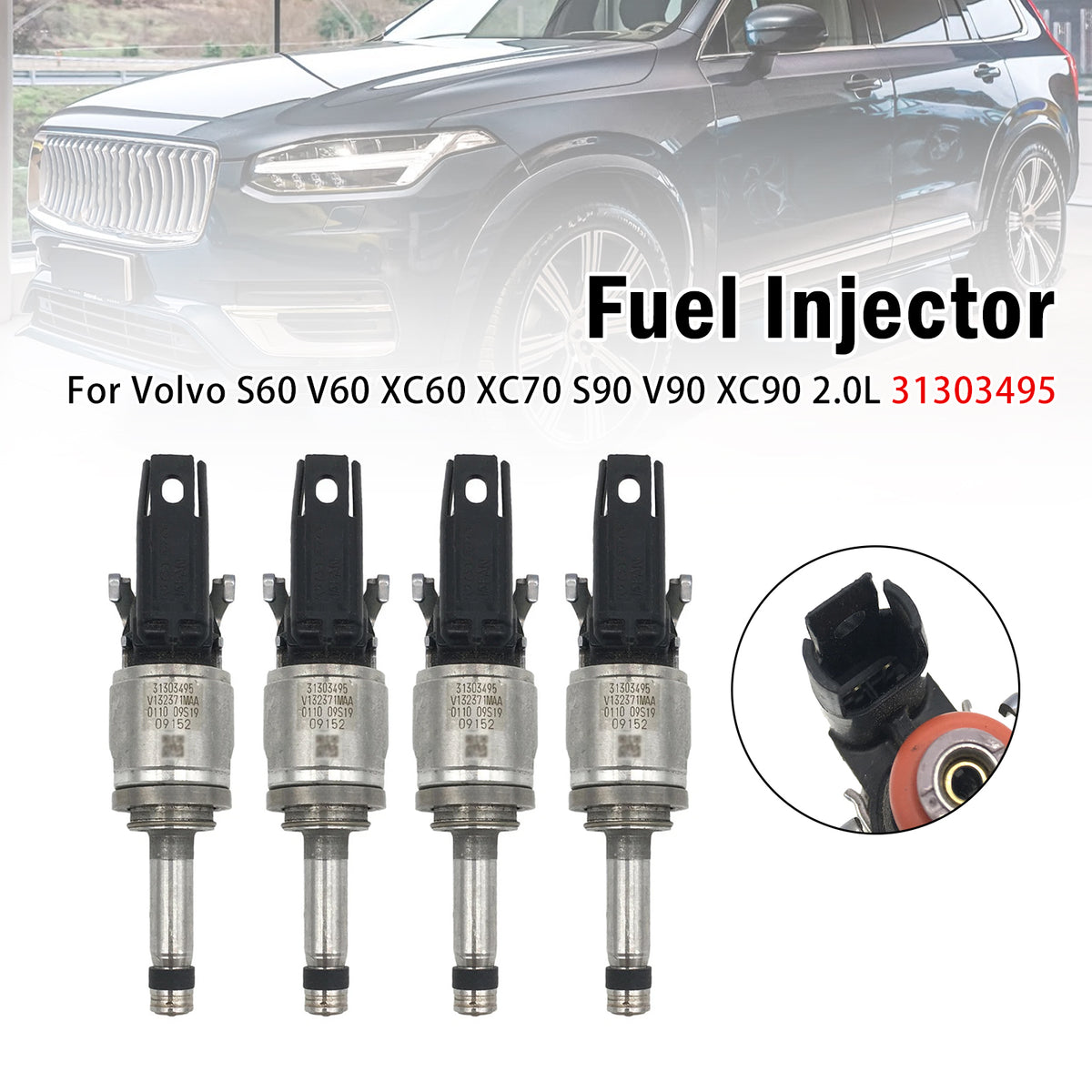 2015-2022 Volvo S60 T5 T6 T8 2.0L L4 4Pcs Fuel Injector 31478608 31336653 Generic