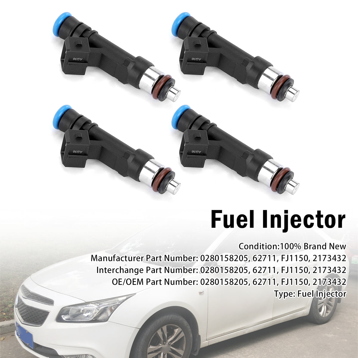 2014-2023 Vauxhall Corsa Mk IV E X15 1.4 Petrol Hatch 4Pcs Fuel Injector 2173432 FJ1150 Generic