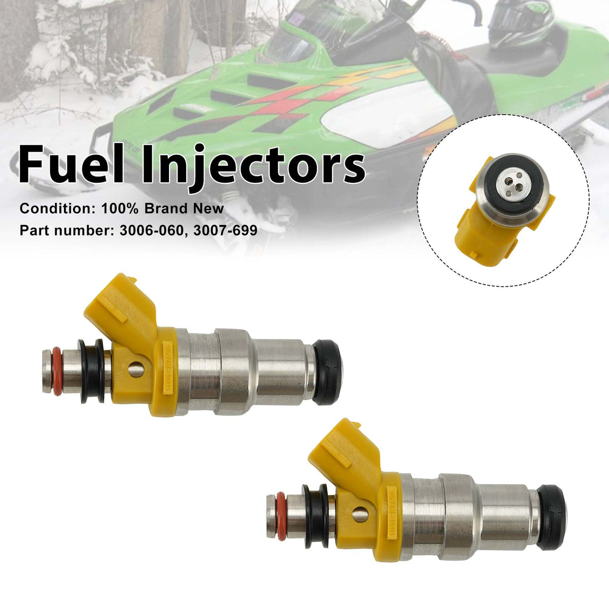 Arctic Cat Snowmobile F8 2PC Fuel Injectors 3006-060 3007-699 Generic