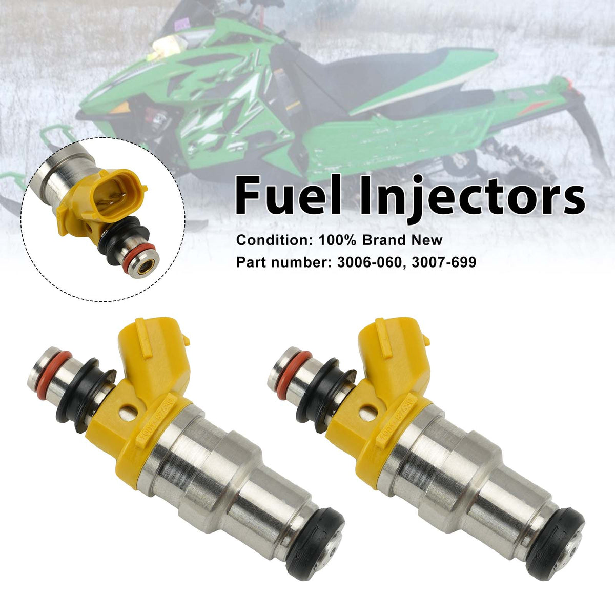 Arctic Cat Snowmobile F8 2PC Fuel Injectors 3006-060 3007-699 Generic