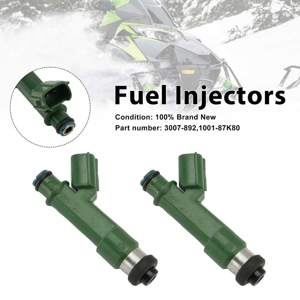 2010-2017 Arctic Cat ZR, XF, M, CFR, F, & CF8 models with Suzuki 800 H.O 2PC Fuel Injectors 3007-892 1001-87K80 Generic