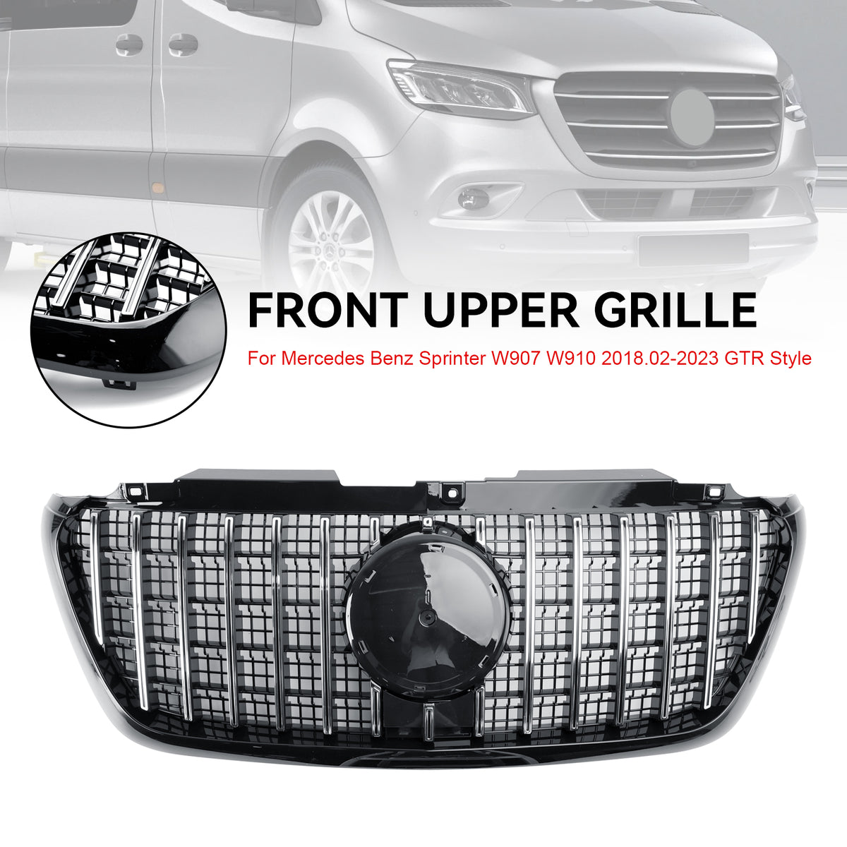 2018 Mercedes Benz Sprinter W907 W910 .02-2023 GTR Style GT-Style Front Bumper Grille Grill A 910 885 14 01 A 910 885 11 01 Generic