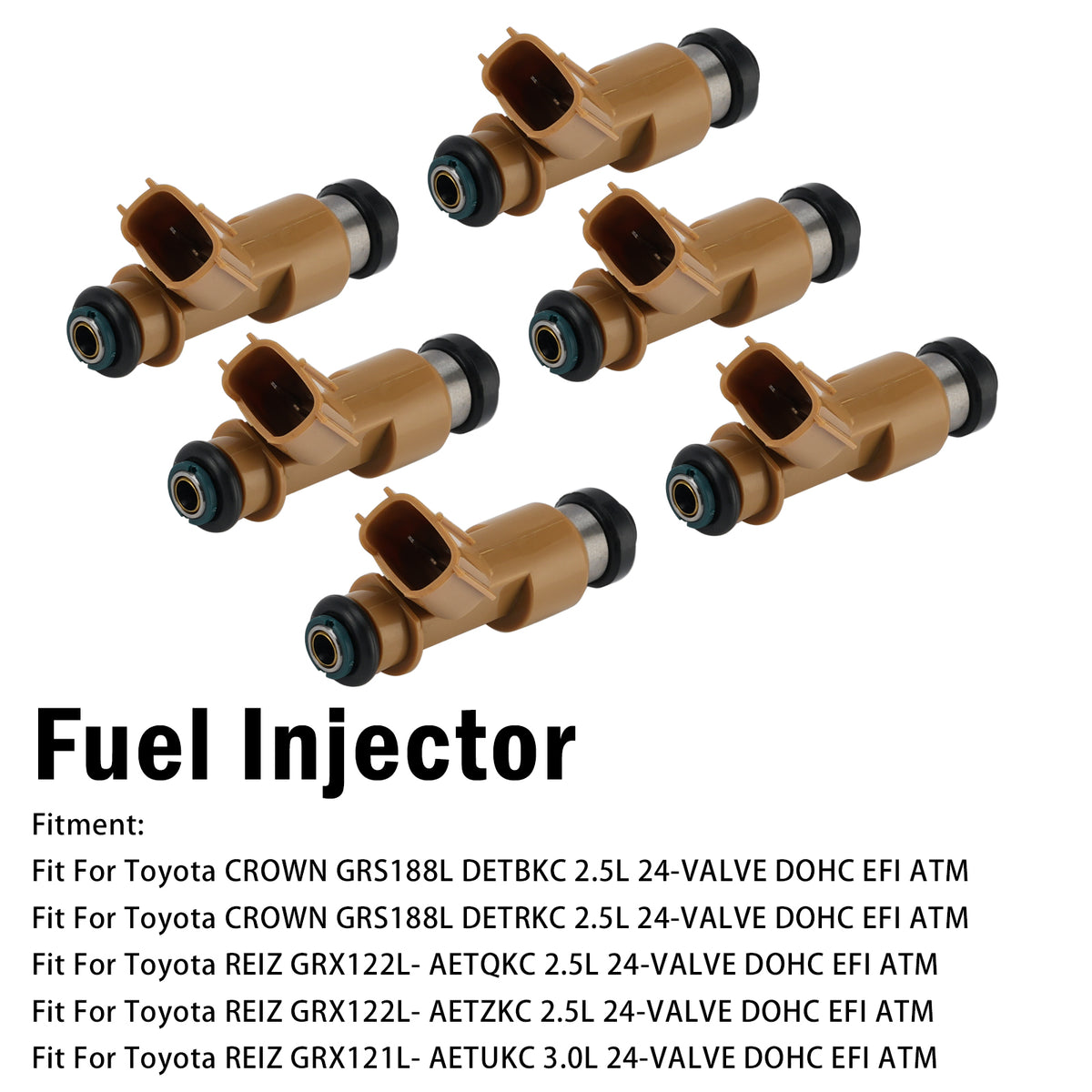 Toyota REIZ GRX121L- AETUKC 3.0L 24-VALVE DOHC EFI ATM 6Pcs Fuel Injector 23250-0P050 23209-0P050 Generic