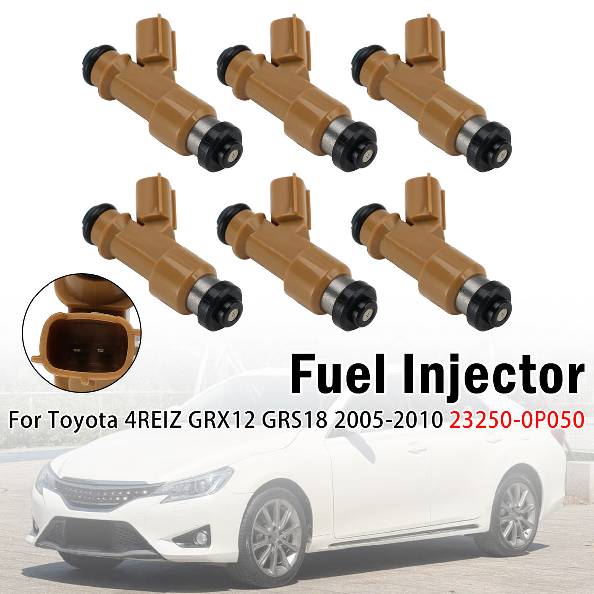 Toyota REIZ GRX122L- AETQKC 2.5L 24-VALVE DOHC EFI ATM 6Pcs Fuel Injector 23250-0P050 23209-0P050 Generic